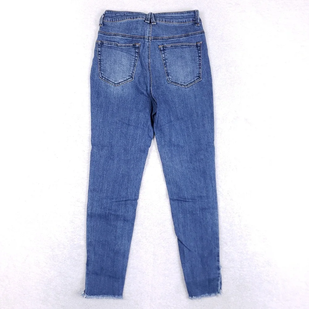 Rue21 Jeggings Womens Sz 8 Blue Uber High Rise Front Seam Frayed Step Hem Jeans